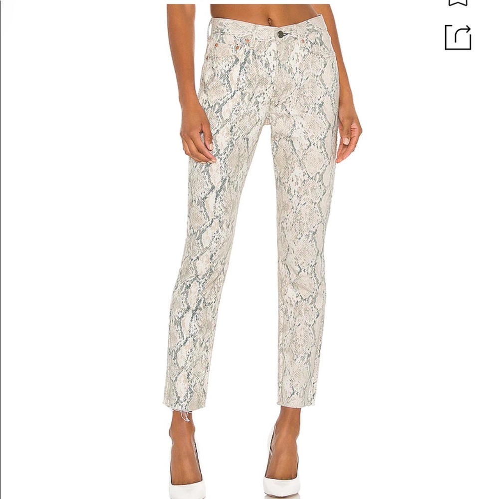 Grlfriend Karolina Snake Print Button Fly Jeans - image 1